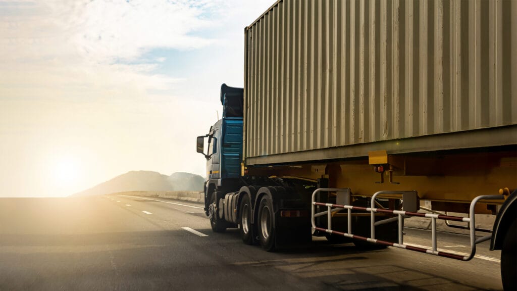 Cargo Truck on highway road with container, transportation conce